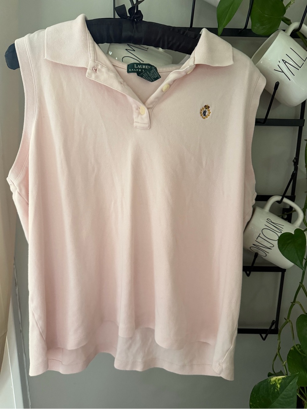 Vintage Green Tag Ralph Lauren Pink Tank 3X